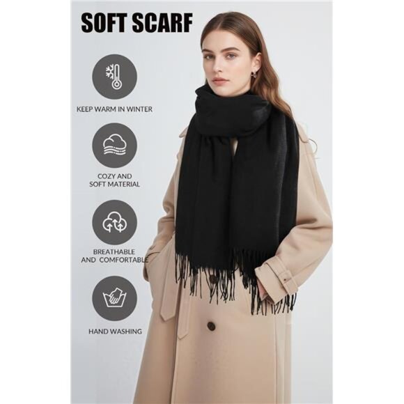 Women Winter Scarf Pashmina Shawl Wrap Cashmere Feel Blanket Scarf Warm Soft - Picture 4 of 8